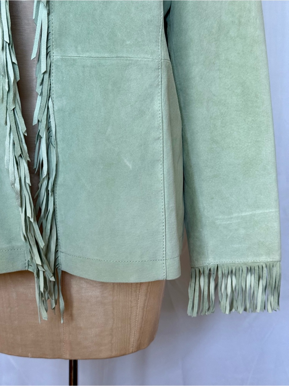 VINTAGE Green Suede Fringe Jacket - Picture 4 of 12